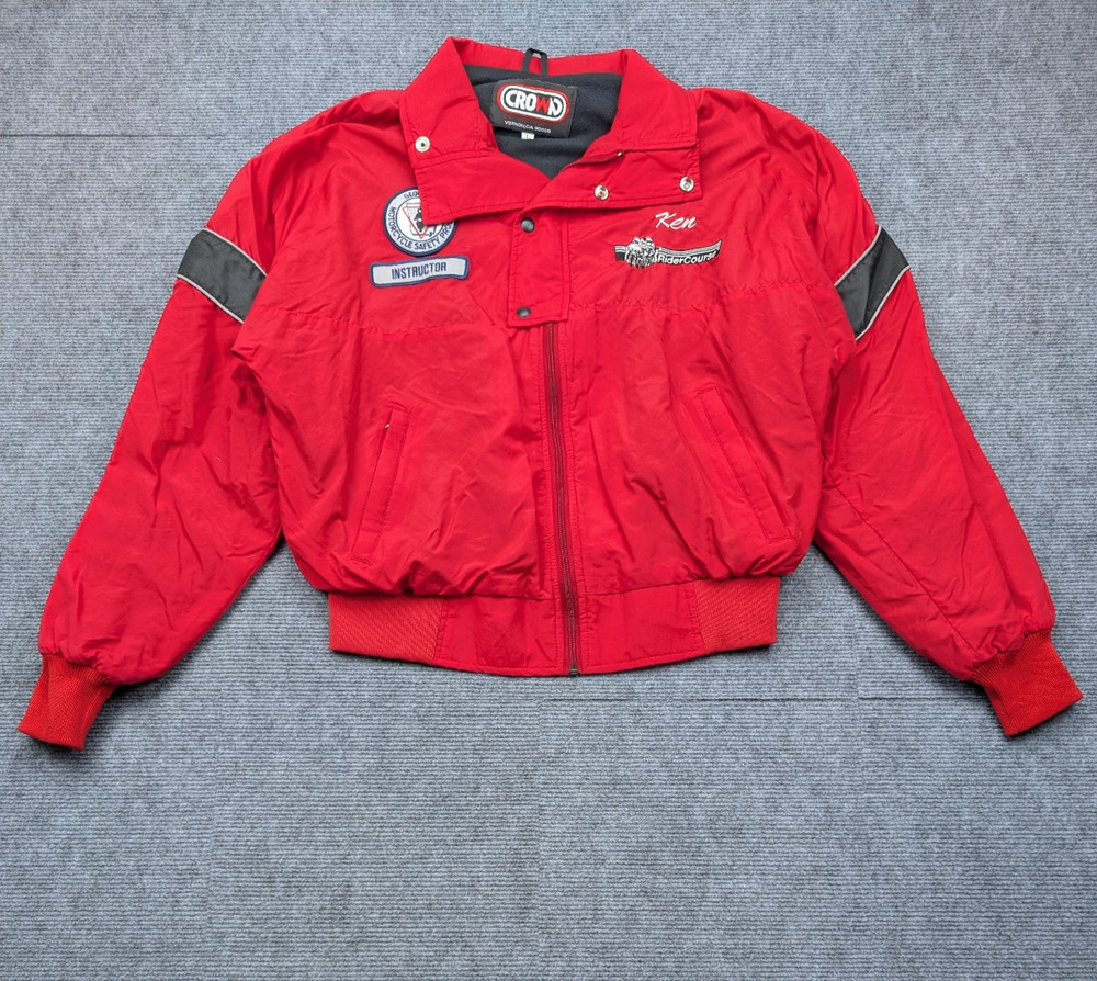 Crown of California Bomber Jacket Mens Large Vintage Moto Retro Motorcycle Patch